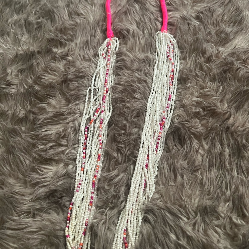 Beaded Necklace with Pink Accents